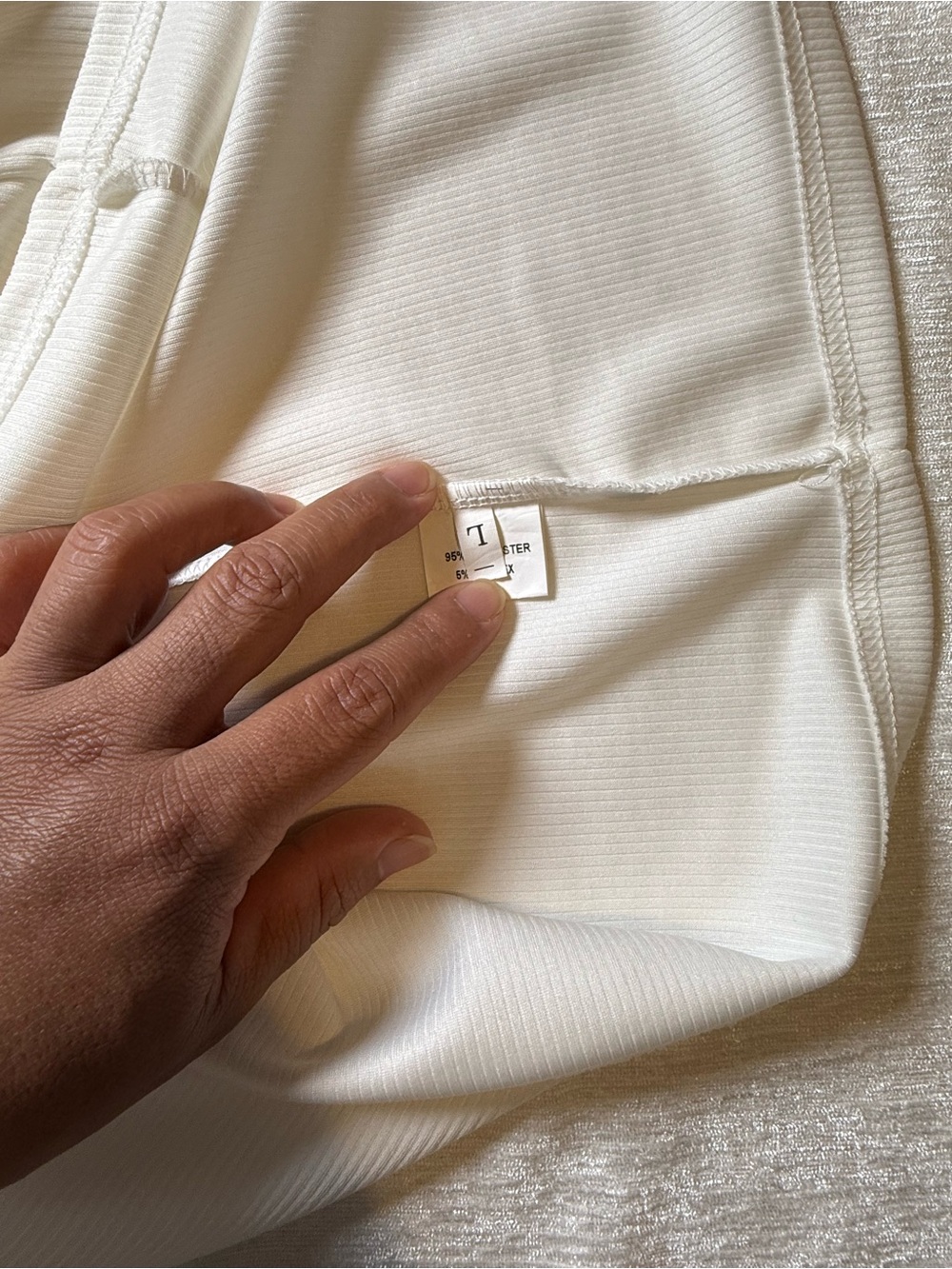 Unbranded Women’s Cream Ribbed Hybrid Top